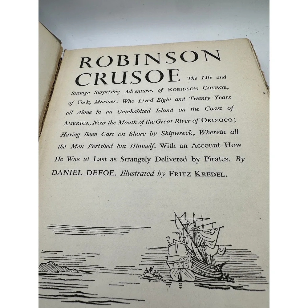 Robinson Crusoe‎ 1946 Daniel Defoe Hardcover Illustrated by Fritz Kredel